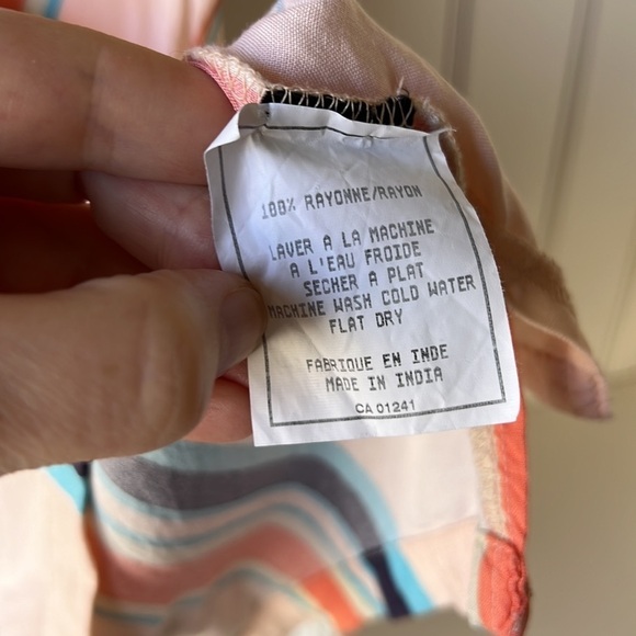 SUPER MASSIVE Peach Striped Button Down Top Size XL - Picture 6 of 9